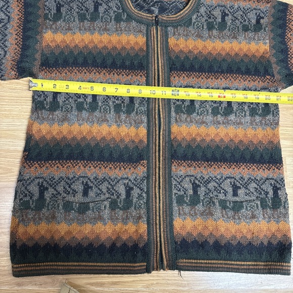 Arcohi's Womens Alpaca Wool Striped Knit Cardigan Sweater Medium  Full Zip Soft - Picture 3 of 5